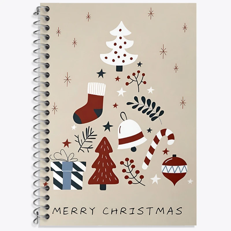 دفتر زبان 50 برگ خندالو مدل دو خط طرح کریسمس (Christmas) کد N5835