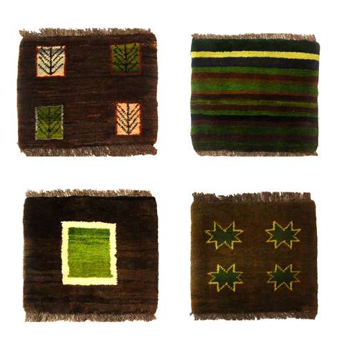 زیرتلفنی گبه دستباف فرش چمن رخ مدل ذهنی بافت کدCHR-261210212249 مجموعه 4 عددی 