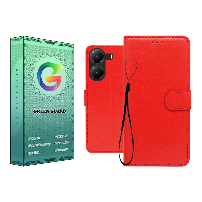 کیف کلاسوری گرین گارد طرح چرمی مدل Landing کد 04 مناسب برای گوشی موبایل شیائومی Poco X7 Pro به همراه بند آویز