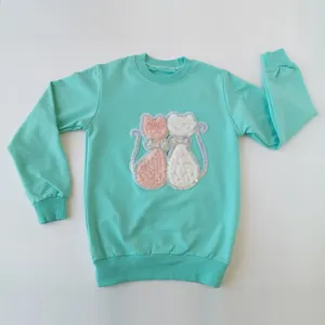 سویشرت دخترانه مدل گربه رنگ سبز