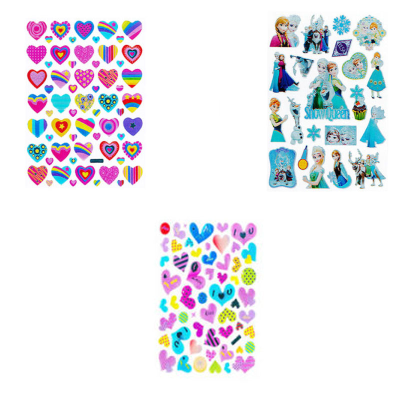 استیکر کودک طرح قلب و فروزن کد FT111 مجموعه 15 عددی