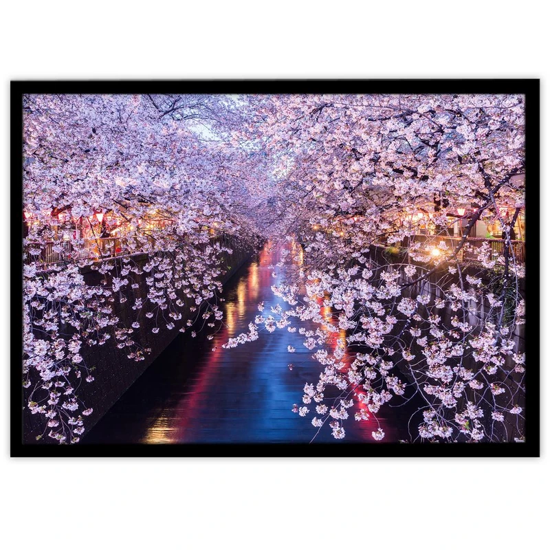 تابلو نوری بکلیت طرح طبیعت آسیای شرقی و شکوفه مدل B-8896