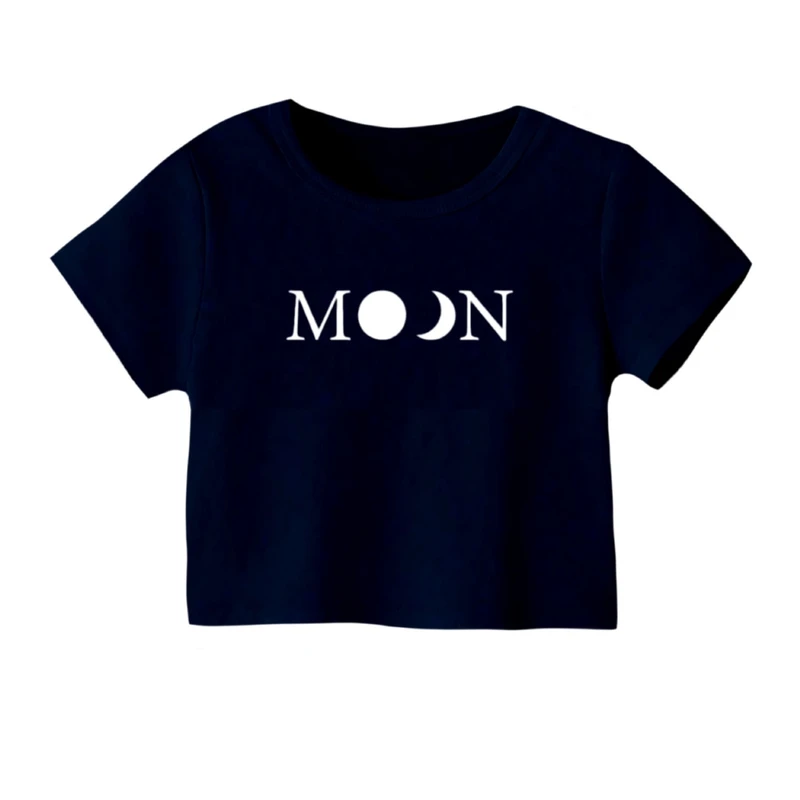 کراپ‌ تی‌شرت آستین کوتاه زنانه مدل نوشته ماه کد 1