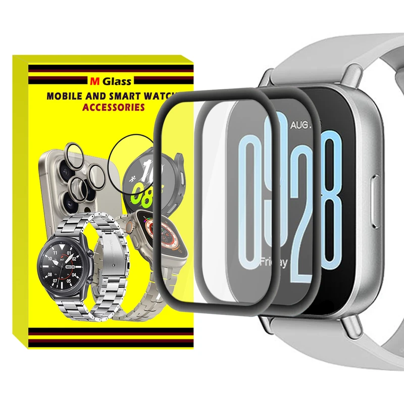 محافظ صفحه نمایش ام‌گلس مدل Pmma-MG مناسب برای ساعت هوشمند شیائومی Redmi Watch 5 Active بسته دو عددی