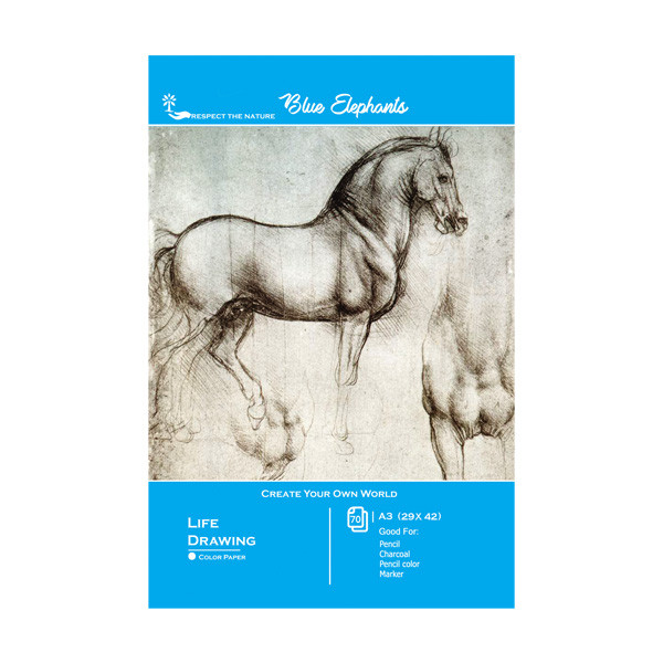 دفتر طراحی 60 برگ مدل فیل های آبی کد A3