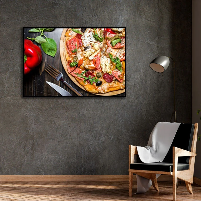 تابلو بکلیت طرح پیتزا مدل B-D2380 فریم مشکی