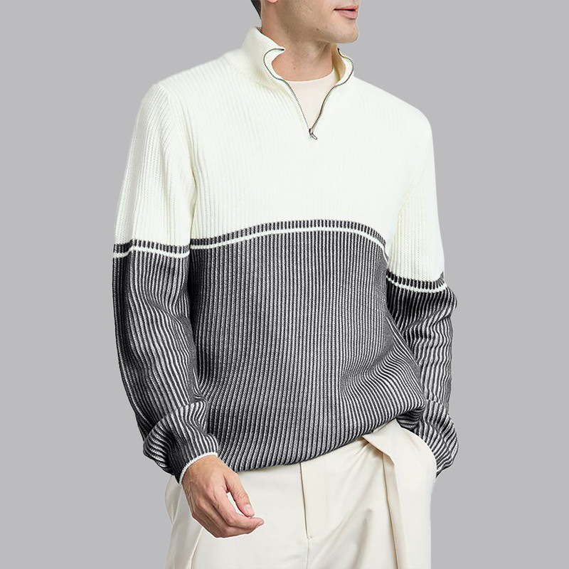 پلیور یقه ایستاده مردانه مدل 820012193 طرح ترندیول