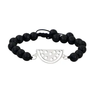 دستبند نقره زنانه دلی جم طرح هندوانه  کد 456 D