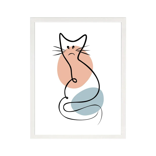 تابلو مدل گربه غمگین فریم سفید