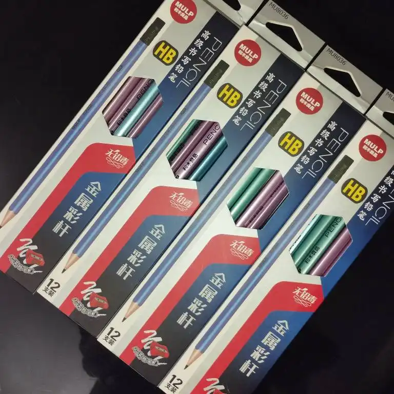 مداد مشکی مدل سه گوش طرح پاک کن دار بسته 12 عددی