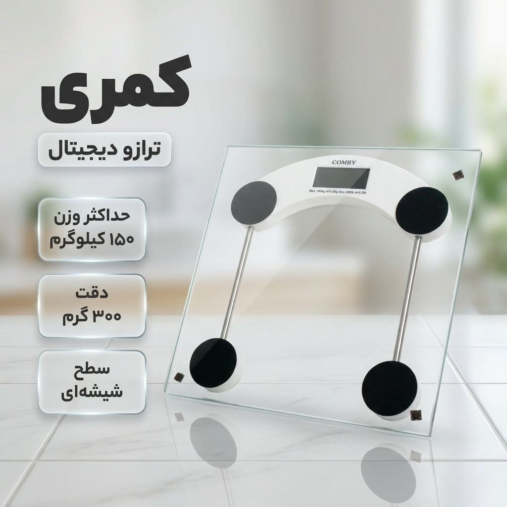 ترازو دیجیتال کمری مدل شیشه