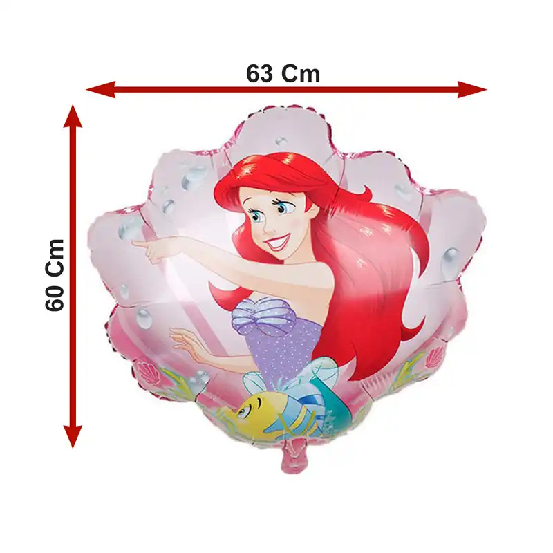 بادکنک فویلی لاکی بالونز مدل پری دریایی مو قرمز طرح صدف کد 1197