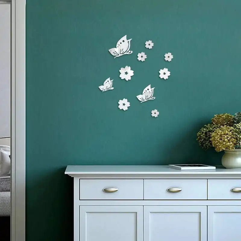 آینه آماتیس مدل گل و پروانه کد AM-GP10 مجموعه 10 عددی