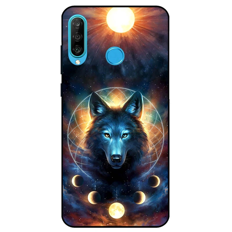 کاور مگافون طرح گرگ و ماه مدل 8006 مناسب برای گوشی موبایل هوآوی P30 Lite / Nova 4E	