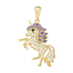 آویز گردنبند طلا 18 عیار زنانه قیراط طرح اسب کد GH5308