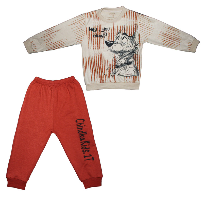 ست سویشرت و شلوار پسرانه چیندکا طرح حیوانات مدل 88867