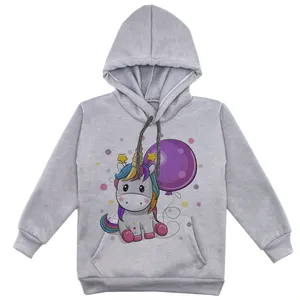 هودی دخترانه مدل تکشاخ بادکنک F27 رنگ طوسی