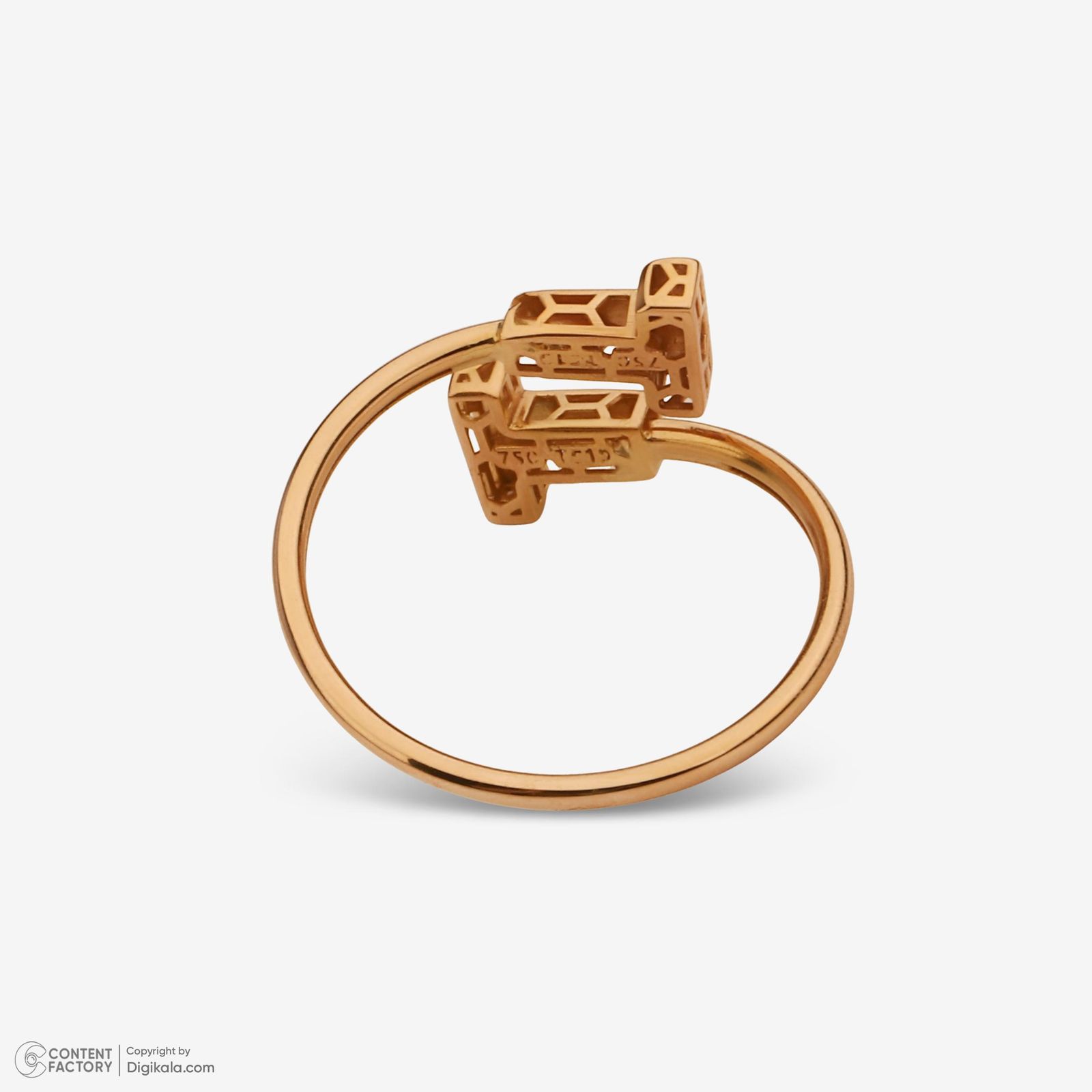 انگشتر طلا 18 عیار زنانه حافا گلد مدل r017 سایز 56 -  - 2