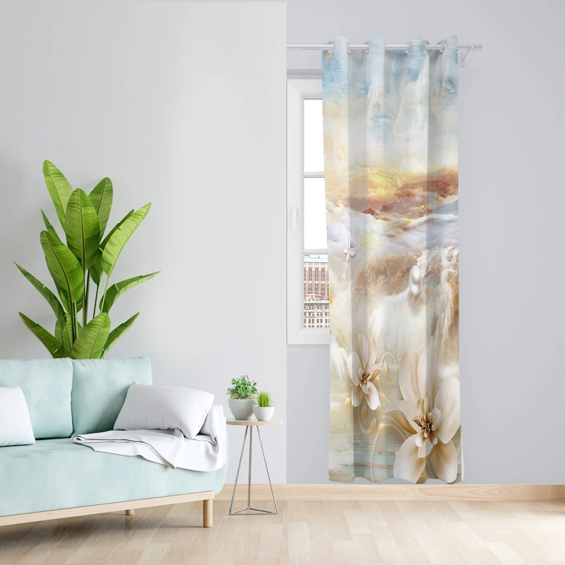 پرده طرح گل مدل مخمل پانچی کد 2383 z سایز 140x200 سانتی متر