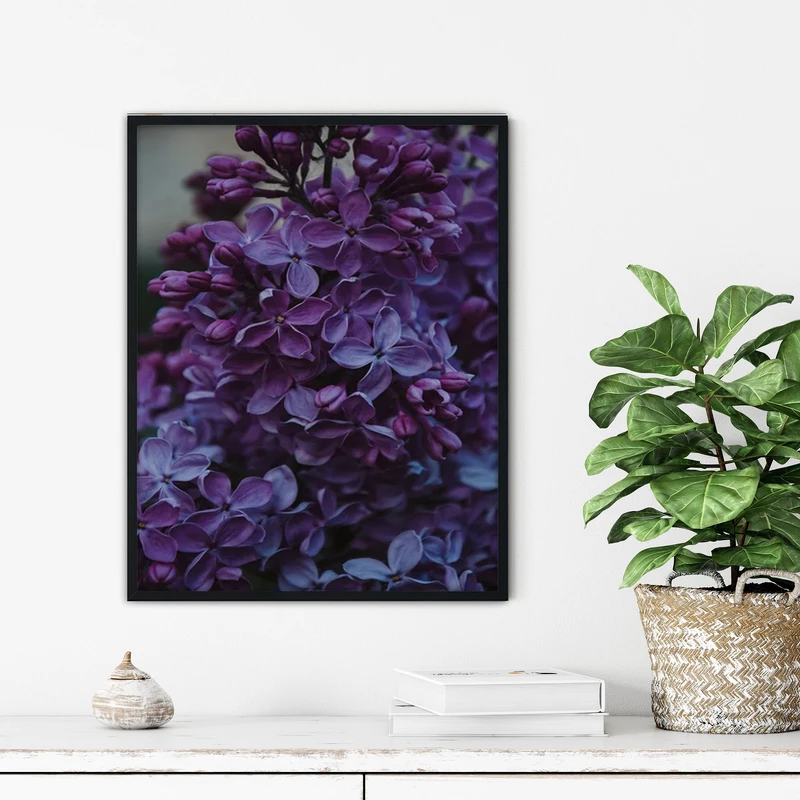 تابلو آتریسا طرح گل بنفش مدرن مدل ATFF161 فریم مشکی