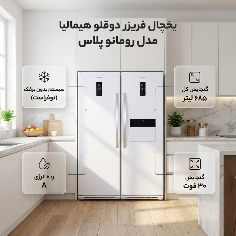 یخچال فریزر دوقلو هیمالیا مدل رومانو پلاس