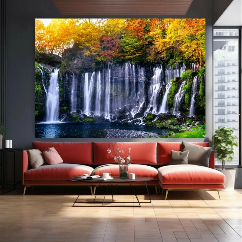  تابلو بوم طرح مخمل آبشار مدل خروشان کد FP104603