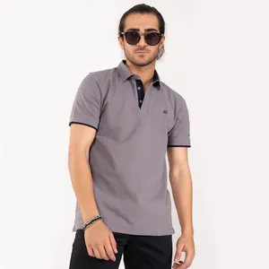 پولوشرت آستین کوتاه مردانه ان سی نو مدل دامو رنگ طوسی