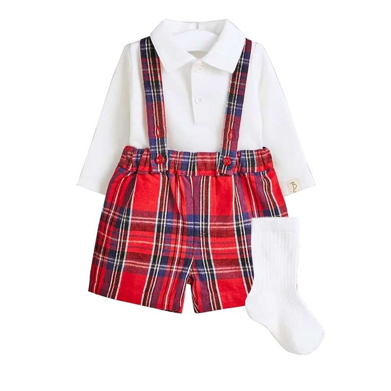 ست سه تکه نوزادی جورج مدل Dungaree Shorts