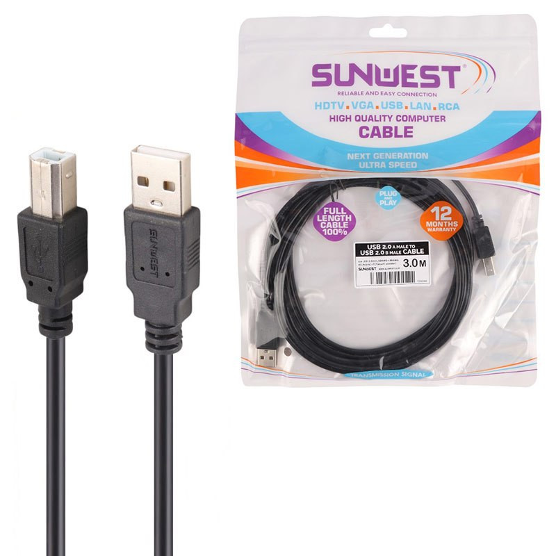 کابل USB پرینتر سان وست مدل sun-2025 طول 3 متر