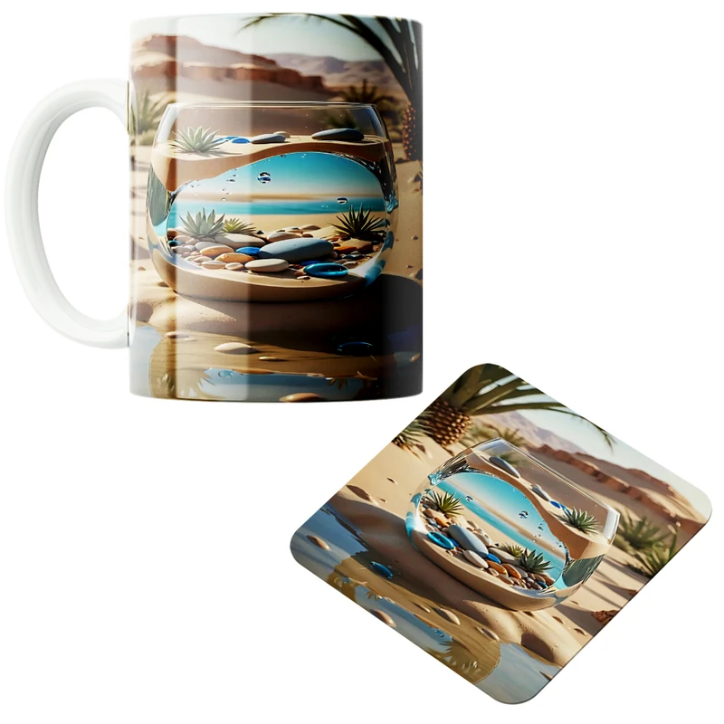 ماگ پاد آفرین مدل لیوان شیشه ای کد 01 به همراه زیر لیوانی