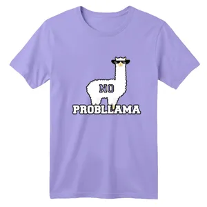 تی شرت آستین کوتاه بچگانه مدل لاما عینکی رنگ یاسی