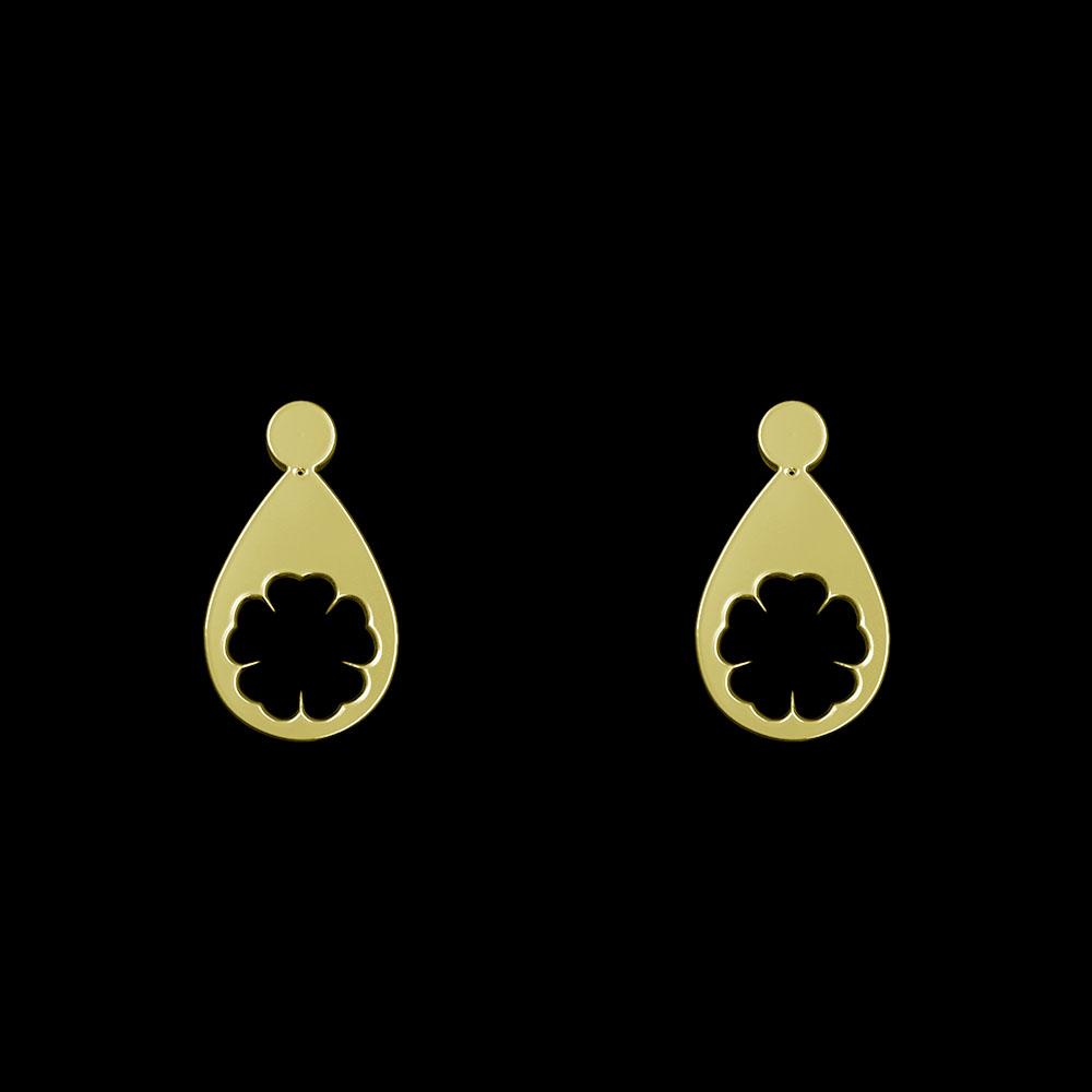 گوشواره طلا 18 عیار زنانه مدوپد مدل هندسی کد GA1-13282