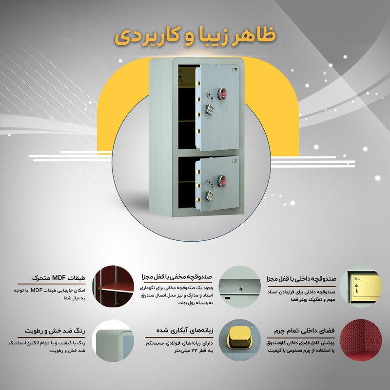 گاوصندوق الکترونیکی سدید مدل 1200D PRO