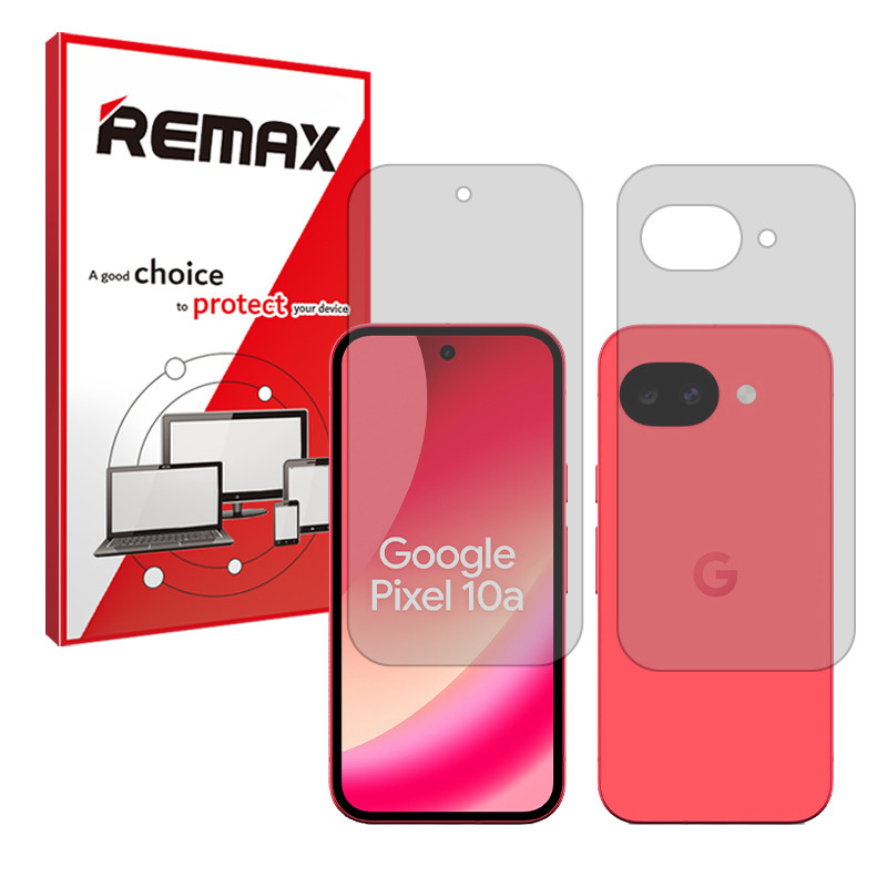محافظ صفحه نمایش شفاف ریمکس مدل هیدروژلی مناسب برای گوشی موبایل گوگل Pixel 10a به همراه محافظ پشت گوشی