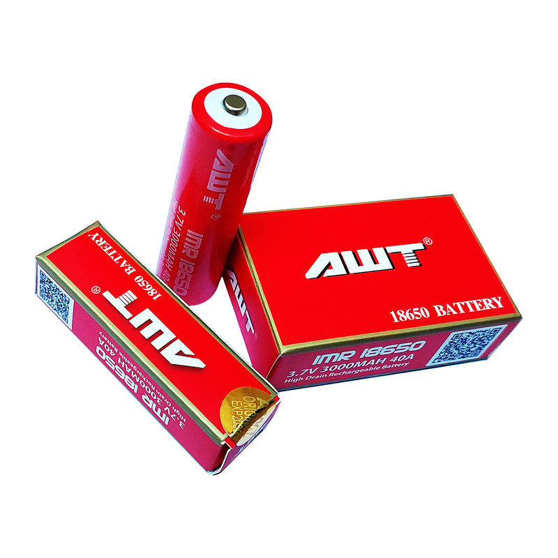باتری لیتیوم یون قابل شارژ ای دبلیو تی کد IMR18650 ظرفیت 3000 میلی آمپرساعت بسته 2 عددی