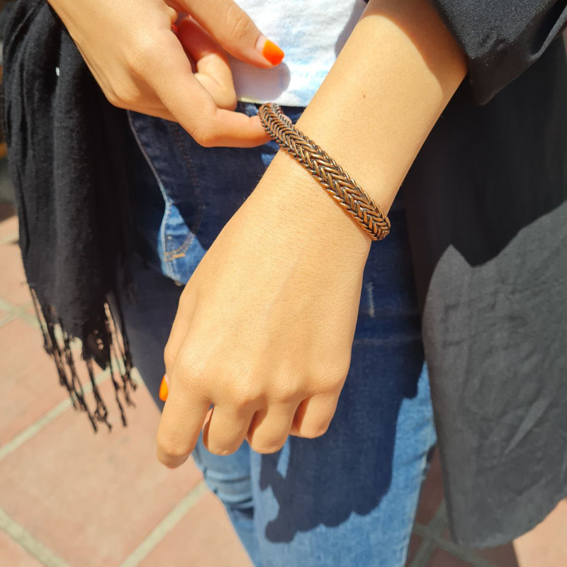 دستبند زنانه مدل بافت مسی