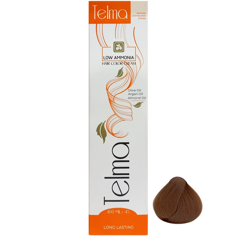 رنگ مو تلما مدل Low Ammonia شماره 6.3 حجم 100 میلی لیتر رنگ بلوند طلایی تیره