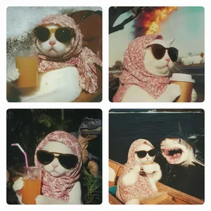 پوستر مدل  Chill cat مجموعه ۴ عددی 