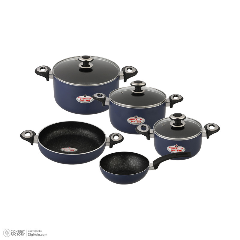 سرویس پخت و پز 7 پارچه زرساب مدل گرانیتا به همراه تابه وک هدیه