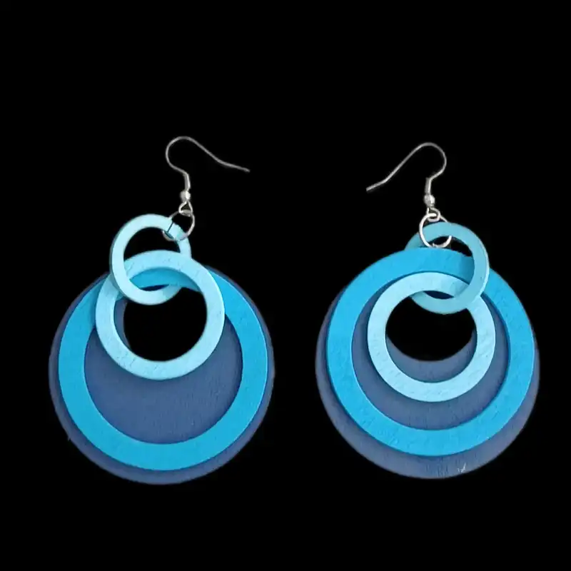 گوشواره زنانه مدل حلقه چوبی