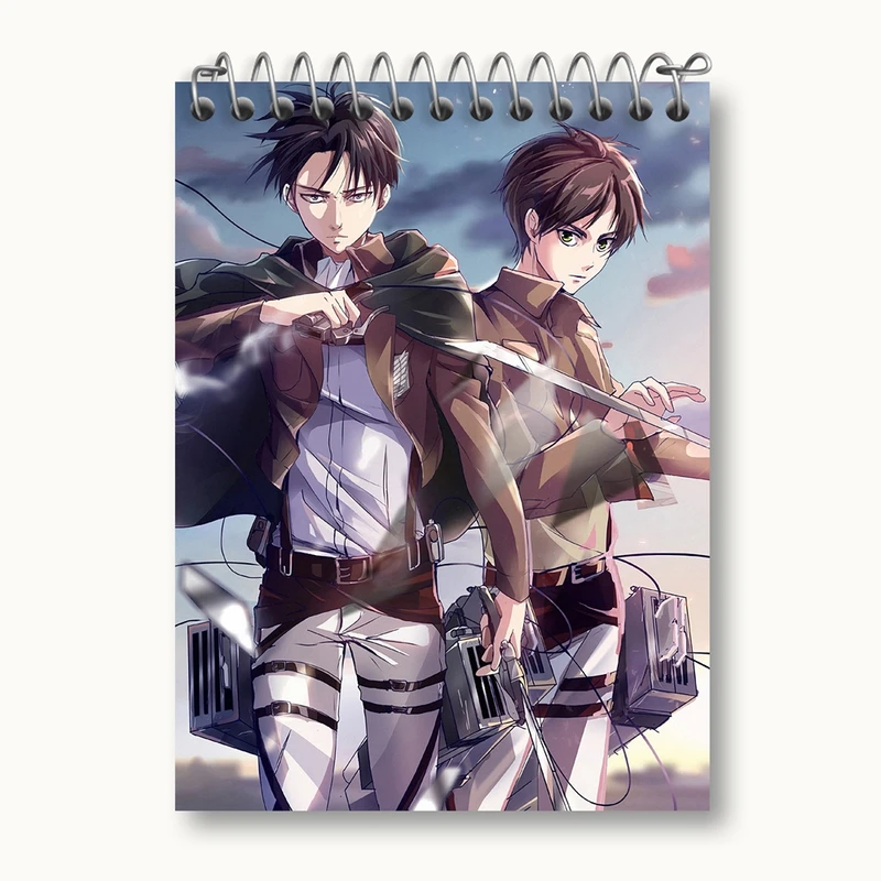 دفتر یادداشت 50 برگ خندالو مدل لیوای و ارن انیمه اتک آن تایتان Attack on Titan کد 4849