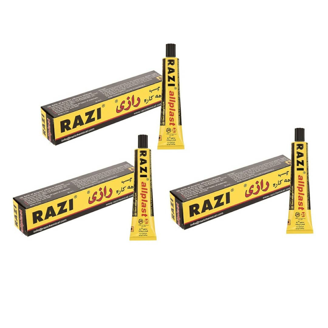 چسب همه کاره رازی مدل آل پلاست حجم 50 میلی لیتر بسته 3 عددی