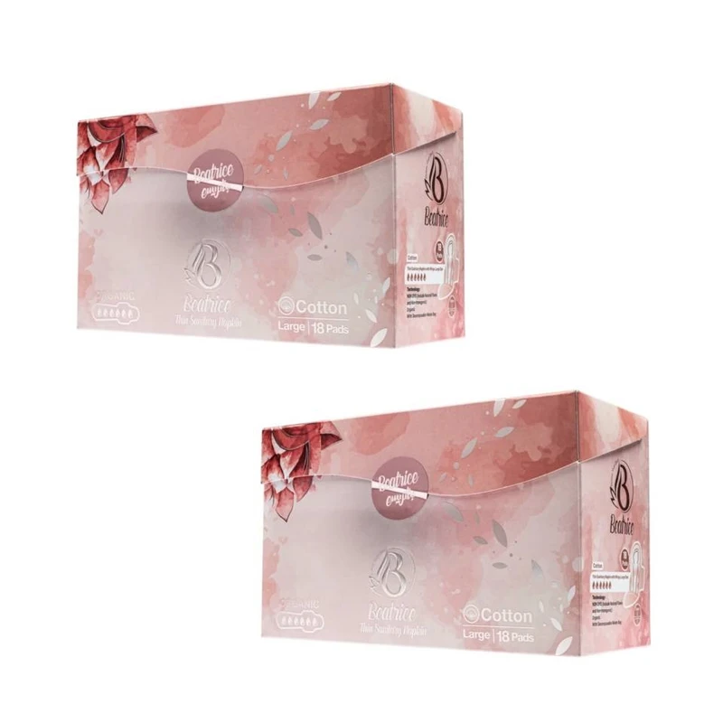 نوار بهداشتی بالدار خیلی نازک بئاتریس مدل 02 سایز بزرگ دو بسته 18 عددی