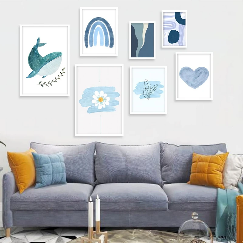 تابلو بکلیت مدل طرح مینیمال قلب و نهنگ W-1092 مجموعه 7 عددی