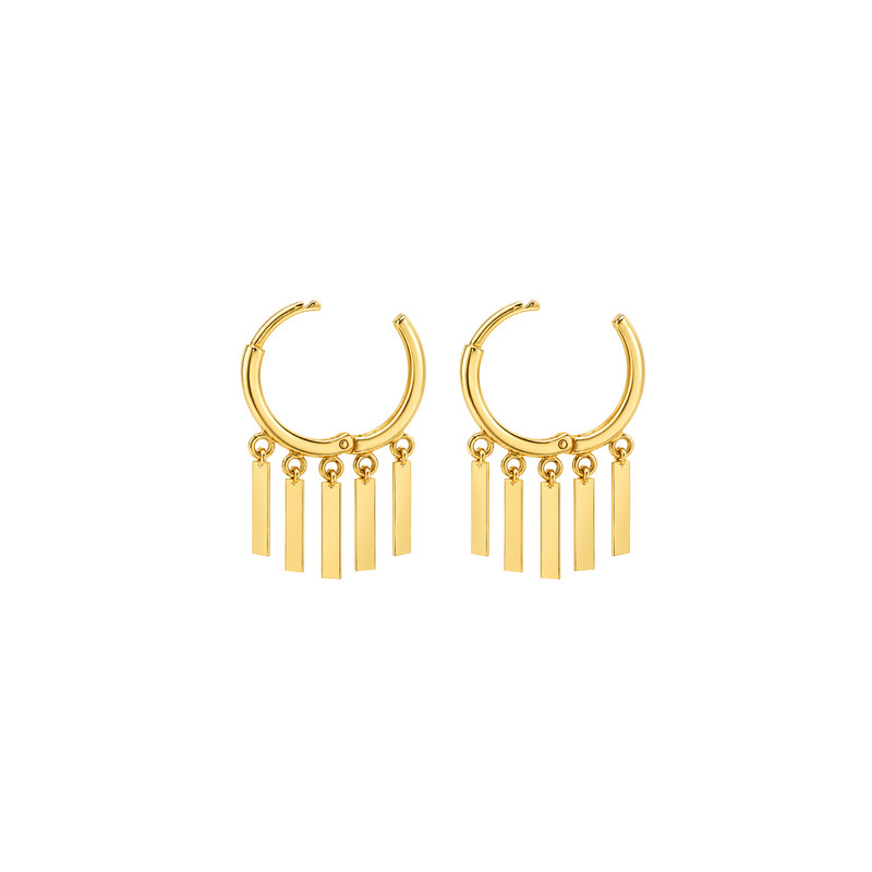 گوشواره حلقه ای طلا زنانه ۱۸ عیار طلا جواهر مان گالری مدل آویز خطی کد EA01-0036600 - 2