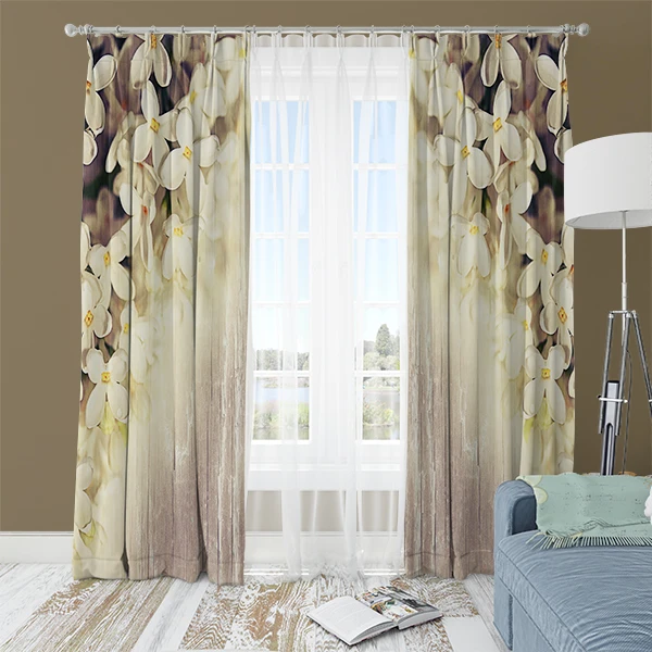 پرده طرح گل سایز 140x280 سانتی متر