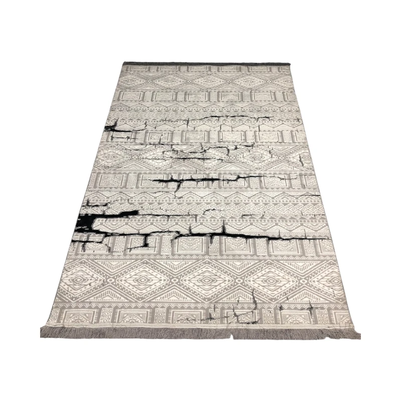 فرش ماشینی 700 شانه زمینه طوسی حاشیه طوسی مدل مراکش