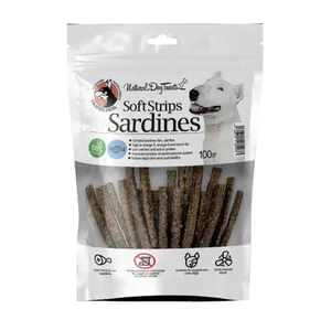 غذای تشویقی سگ هاپومیل مدل Sardine Soft Strips وزن ۱۰۰ گرم