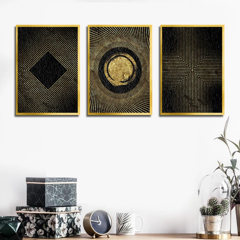 تابلو بکلیت طرح نقاشی انتزاعی مدل T-3137 مجموعه 3 عددی