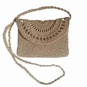 کیف بافتنی مدل رافیا نیم‌دایره کد 01